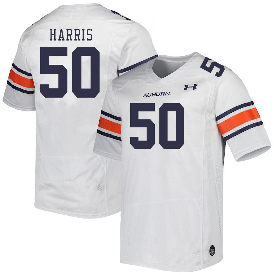 Men #50 Marcus Harris Auburn Tigers College Football Jerseys Stitched-White